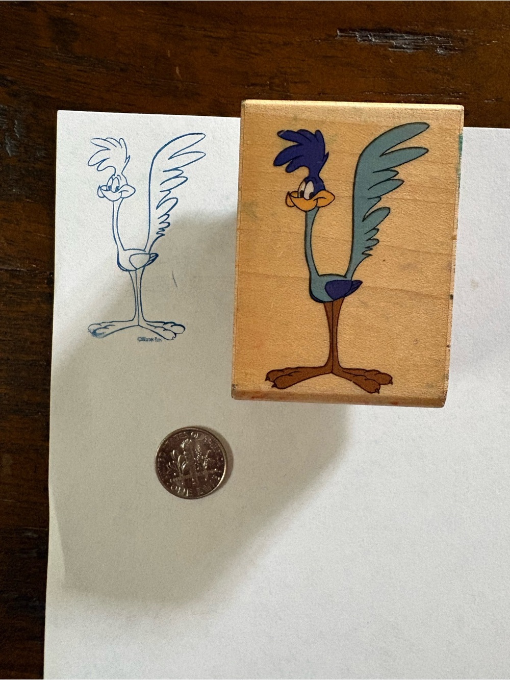 Vintage 1993 Rubber Stampede Looney Tunes Road Runner 008-D Rubber Stamp